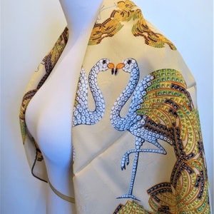 CARTIER SCARF, "Les Flamants" Motif, 100% Silk, Made in Italy, Cartier Tag & Red Box, Cartier Foulard Soie, Vintage Scarf, Luxury Scarves image 10