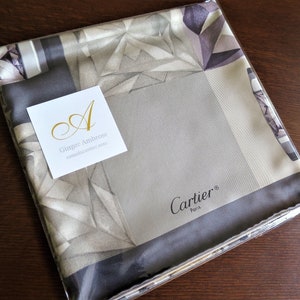 CARTIER SCARF, "Tank Ring" Motif, 100% Silk with Tag, Made in Italy, Vintage Scarf image 9