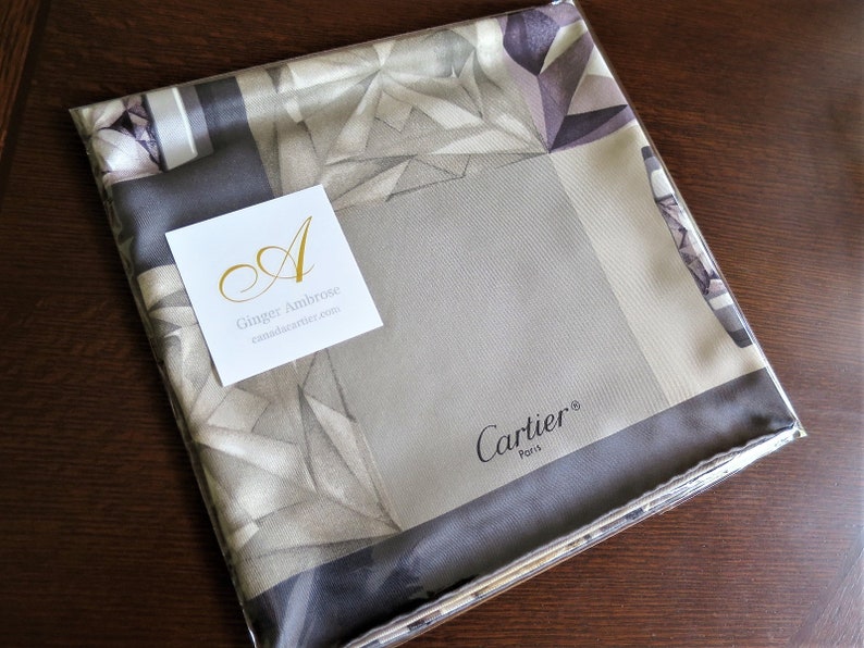CARTIER SCARF, "Tank Ring" Motif, 100% Silk with Tag, Made in Italy, Vintage Scarf image 9