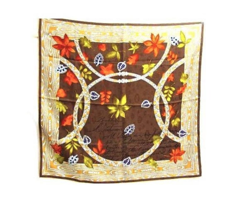 CARTIER SCARF, "L'Automne" Model, 100% Silk, Made in France, with Tag & Box, Cartier Foulard Soie, Vintage Scarf image 9