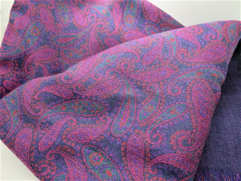 CARTIER SHAWL, "Paisley" Pattern, Wool with Silk Blend, Made in Italy, Gifts for Women, Gifts for Her, Scarves & Wraps, Blue Accessories image 3