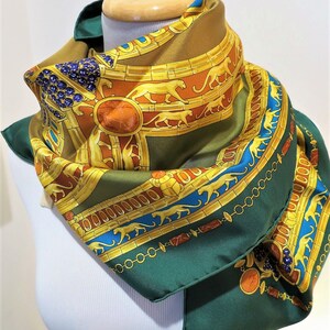 CARTIER SCARF, "L'Égypte" Edition, 100% Silk, Includes Cartier Tag, Box & Certificate, Made in France, Cartier Foulard Soie, Vintage Scarf image 6