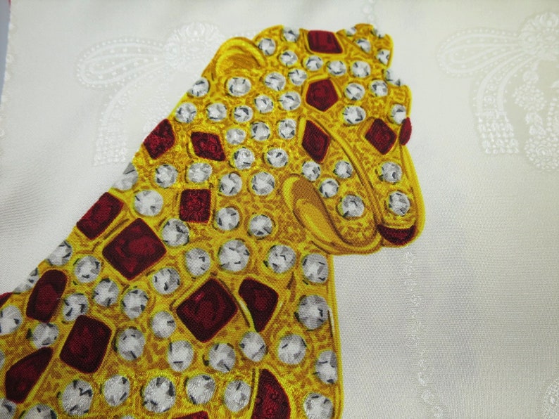 CARTIER SCARF, "Panthere Royale" Motif, 100% Silk, Made in Italy, Cartier Box & Certificate, Foulard Soie, Vintage Scarf, Luxury Scarves image 7