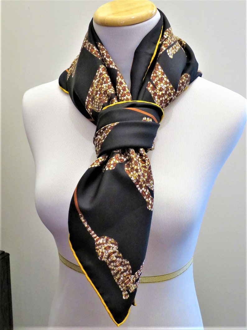 CARTIER SCARF, "Pantheres" Weave, 100% Silk, Includes Cartier Tag & Box, Made in France, Cartier Foulard Soie, Vintage Scarf, Luxury Scarves image 5