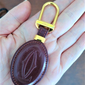 CARTIER KEY CHAIN, Burgundy Cowhide w Golden Appointments & Cartier Box, Cartier Key Fob, Leather Goods, Wallets, Handbags, Must de Cartier image 5