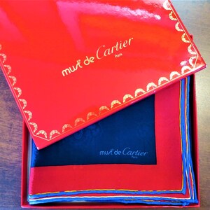CARTIER SCARF, "Patiala" Edition, 100% Silk w Cartier Tag & Box, Made in France, Cartier Foulard Soie, Vintage Scarf 画像 8