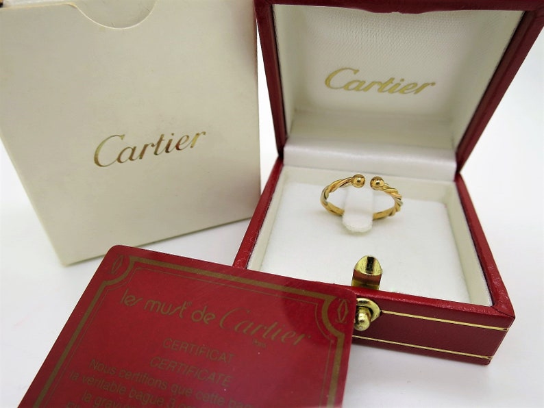 CARTIER TWIST Ring, Size 50 (5.5 US), Trinity Ring with Cartier Box & Certificate, 18kt Yellow, White + Rose Gold, Stackable Ring, Midi-Ring image 6