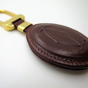 CARTIER KEY CHAIN, Burgundy Cowhide w Golden Appointments & Cartier Box, Cartier Key Fob, Leather Goods, Wallets, Handbags, Must de Cartier image 4