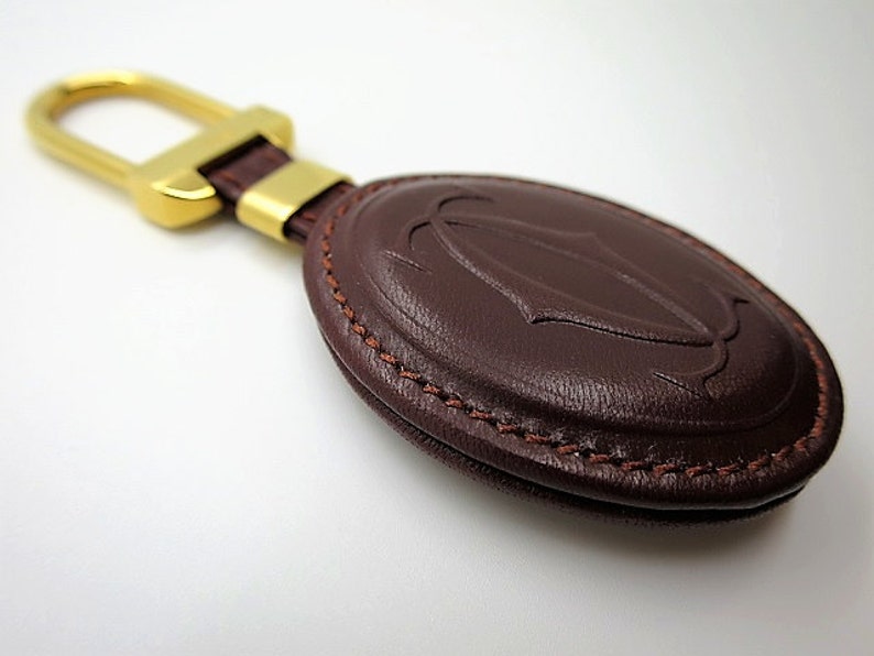 CARTIER KEY CHAIN, Burgundy Cowhide w Golden Appointments & Cartier Box, Cartier Key Fob, Leather Goods, Wallets, Handbags, Must de Cartier image 4