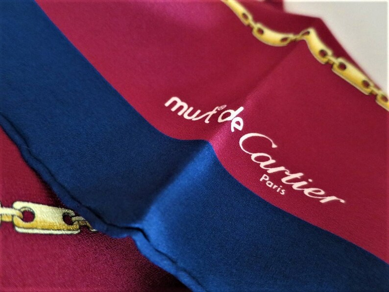 CARTIER SCARF, Modelo "C Monograma", Pañuelo 100% Seda, Made in France, Cartier Foulard Soie, Pañuelo Vintage, Seda de Lujo imagen 2