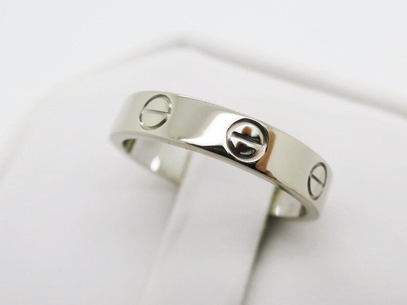 CARTIER LOVE Band, Size 48 (4.75 US), 18kt White Gold, Love Ring, Cartier B4085100, B4085148, Wedding Ring, Stacking Rings, Anniversary Ring