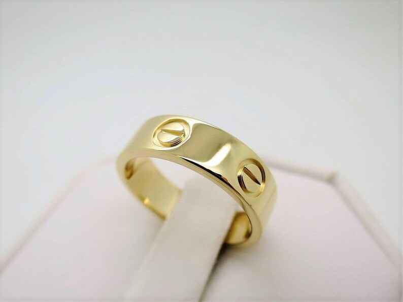 CARTIER LOVE Ring, Size 49 (4.75 US), 18kt Yellow Gold with Cartier Box & Certificate, Cartier B4084600, Cartier B4084649, Wide Band image 8