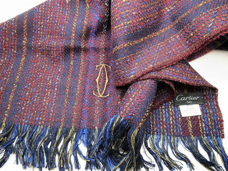 CARTIER MUFFLER, Scarf for Men, Silk with Wool Blend, Cartier Tag, Made in Scotland, Gifts for Him, Gifts for Men image 9