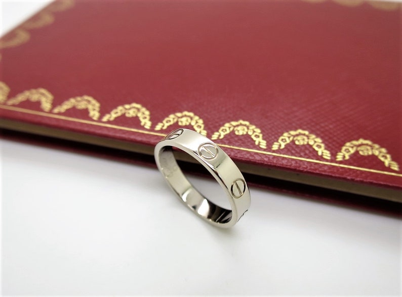 CARTIER LOVE Band, Size 49 (5 US), 18kt White Gold, Cartier Love Ring, Cartier B4085100, Cartier B4085149, Gifts for Her, Wedding Ring image 7