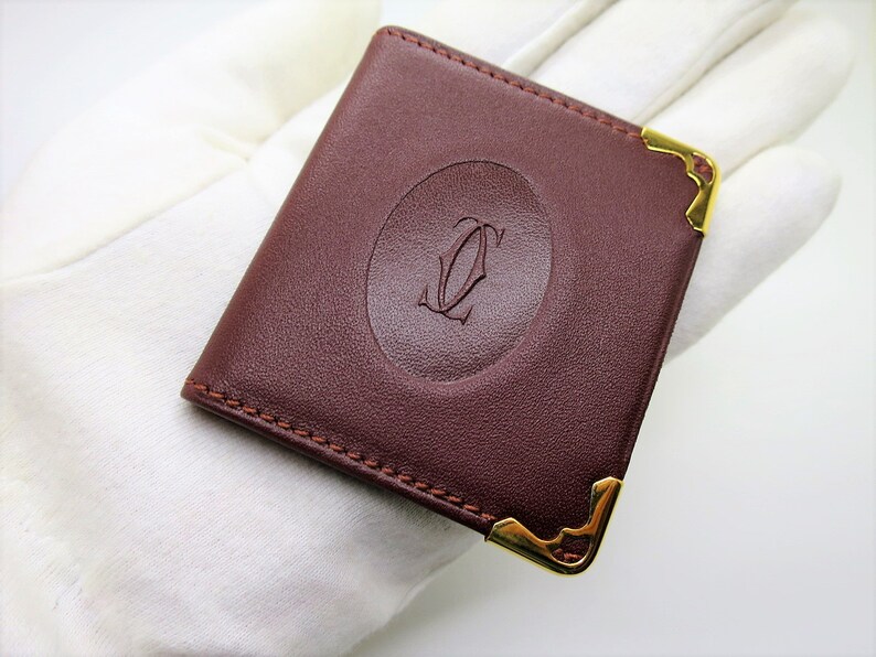 CARTIER PICTURE HOLDER in Classic Burgundy with Gilt Detail Includes Cartier Pouch and Box