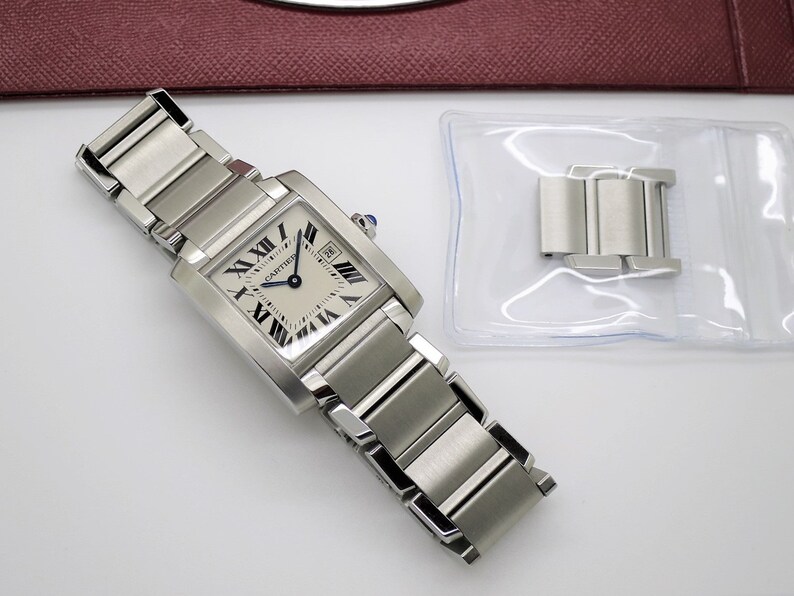 CARTIER TANK WATCH Medium Size Francaise Model in Satin Brushed Stainless Steel Absolutely Like New image 4