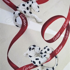 CARTIER SCARF, "Petite Panthere" Model, 100% Silk with Cartier Tag, Made in Italy, Cartier Foulard Soie, Vintage Scarf afbeelding 6