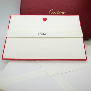 CARTIER STATIONERY, "Ruby Heart" Motif, Set of 9 w Envelopes & Box, Cartier Note Cards, Cartier Writing Paper, Luxury Paper, Fine Stationery image 7