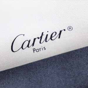 CARTIER SCARF, "Tank Ring" Motif, 100% Silk with Tag, Made in Italy, Vintage Scarf image 8