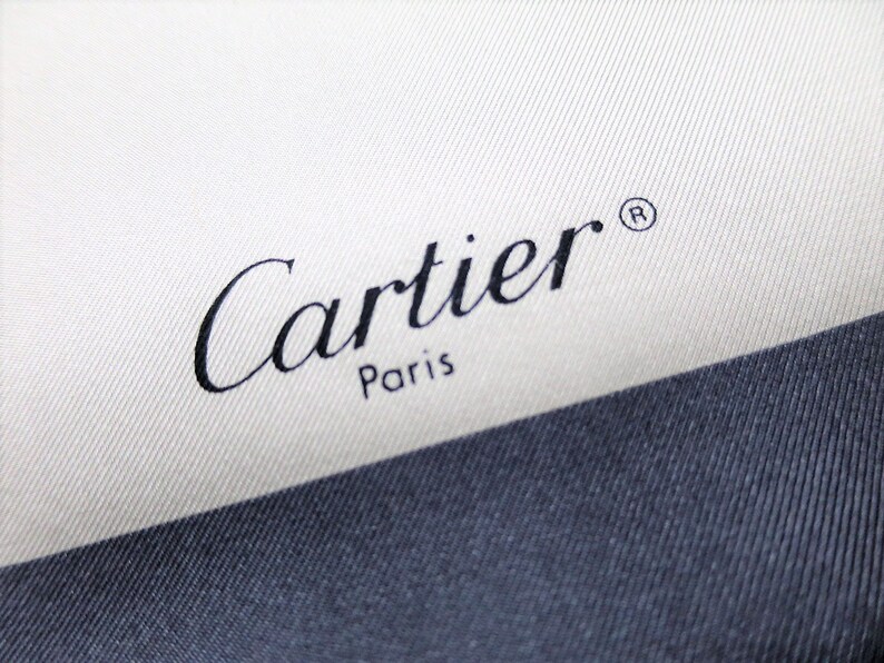 CARTIER SCARF, "Tank Ring" Motif, 100% Silk with Tag, Made in Italy, Vintage Scarf image 8