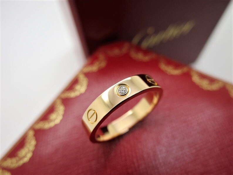 CARTIER LOVE BAND, Size 5.5 (50), 18kt Rose Gold w Diamond, Original Box & Certificate, ref. B4050700, ref. B4050750, Gifts for Her, Rings image 1