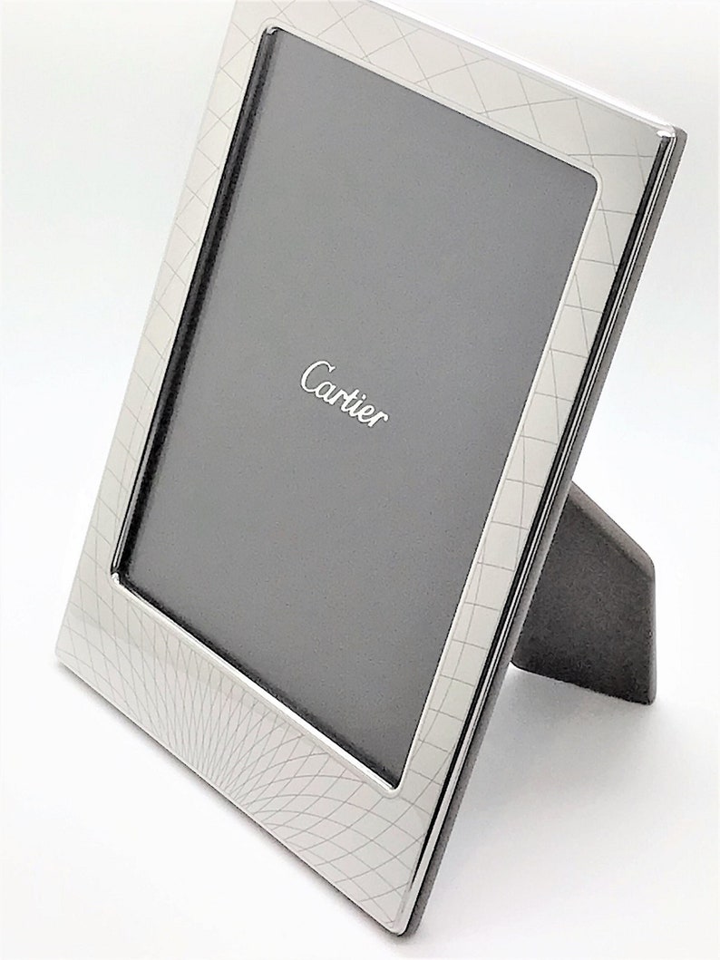 CARTIER PHOTO FRAME, Silver w Wood, Picture Frame, Gifts for Women & Men, Vintage Cartier, Home Decor, Mementos, Wedding, Anniversary image 1