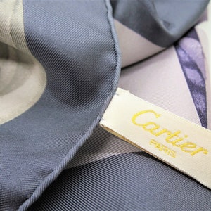 CARTIER SCARF, "Tank Ring" Motif, 100% Silk with Tag, Made in Italy, Vintage Scarf image 7