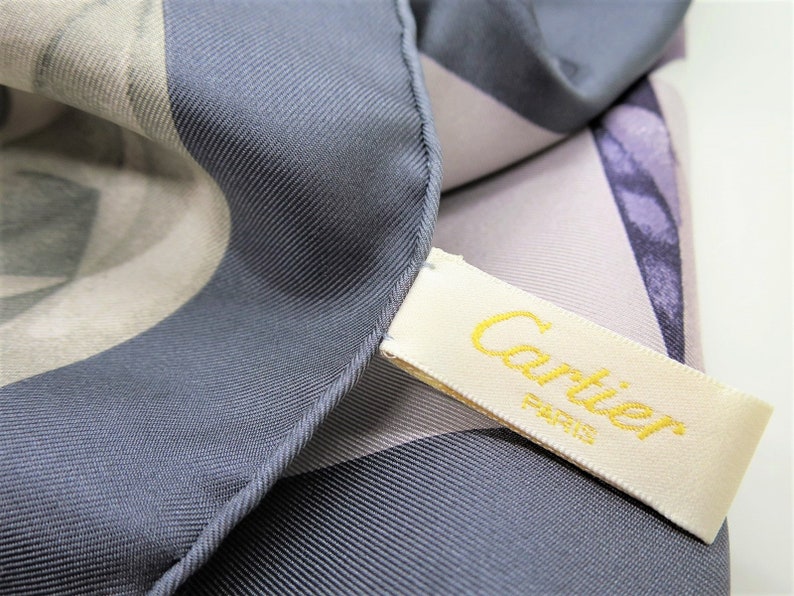 CARTIER SCARF, "Tank Ring" Motif, 100% Silk with Tag, Made in Italy, Vintage Scarf image 7