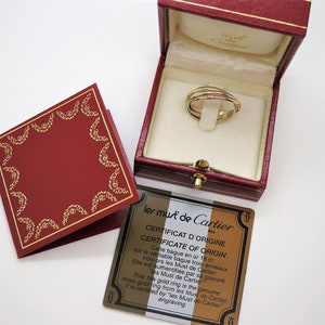 CARTIER XS Trinity Ring, 55 (7.25 US), 18kt 3-Gold, Cartier Box & Certificate, Rings for Women, Stackable Rings, Bands For Men, Wedding Band image 4