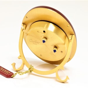 CARTIER BAIGNOIRE 1920 CLOCK, Bordeaux with Gilt & Brass, Quartz Mvmnt, Cartier Box, Manual/Warranty, Desk Clock, Alarm Clock, Vintage Clock image 4