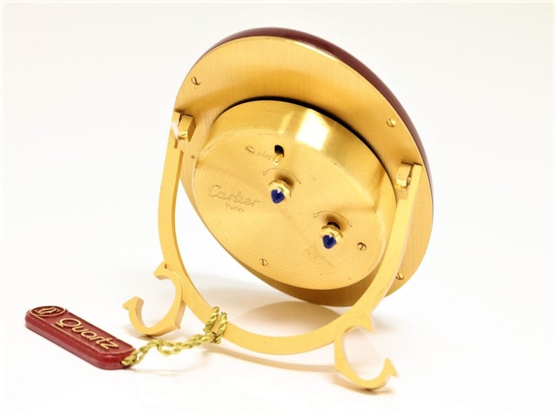 CARTIER BAIGNOIRE 1920 CLOCK, Bordeaux with Gilt & Brass, Quartz Mvmnt, Cartier Box, Manual/Warranty, Desk Clock, Alarm Clock, Vintage Clock image 4