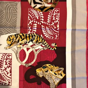 CARTIER SCARF, "Inde Mystérieuse" Tiger Decor, 100% Silk, Cartier Tag & Certificate, Cartier Foulard Soie, Vintage Scarf, Cartier Panther image 10