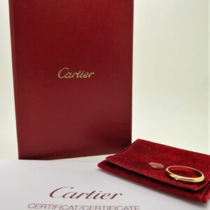 CARTIER WEDDING Ring, Size 51 (5.75 US) 2.5mm Yellow Gold & Diamond Band, Cartier B4057700, Cartier 1895 Ring w Certificate, Stackable Rings 画像 3