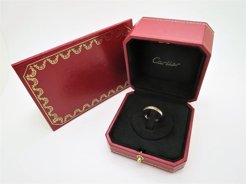 CARTIER TRINITY Wedding Ring, Size 49 (5 US), 18kt 3-Gold Band, Cartier Box & Certificate, Cartier B4052200, Cartier B4052249, Stacking Ring image 2