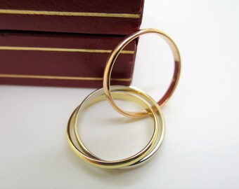 AUTHENTIC CARTIER Size 48 (4.5US) XS Trinity Ring in 18kt 3-Gold with Cartier Box & Certificate of Authenticity