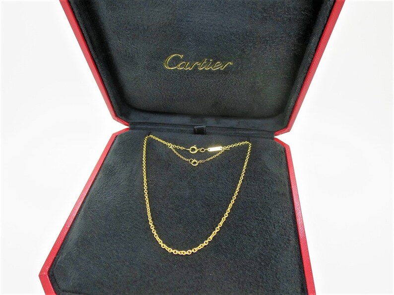 CARTIER CHAIN, 18kt Yellow Gold, 16 Inches Long, Secure Mid-Weight Gauge for Pendants, Cartier Box & Certificate, Cartier Necklace image 6