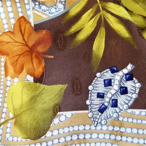 CARTIER SCARF, "L'Automne" Model, 100% Silk, Made in France, with Tag & Box, Cartier Foulard Soie, Vintage Scarf image 1