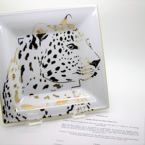 CARTIER TRAY, "Leopard" Panthere Motif, Ideal for Jewelry & Vanity, Luxury Fine Porcelain, 18kt Gold Decor, Limoges Porcelain, Trinket Tray