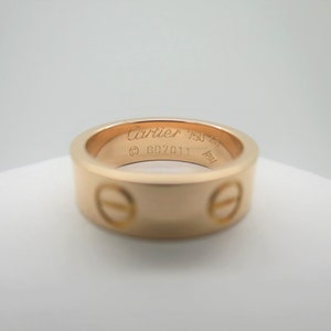 CARTIER LOVE Ring, Size 48 (4.5 US), 18kt Rose Gold w Cartier Box & Certificate, Cartier B4084800, Cartier B4084848, Pink Gold Ring image 2