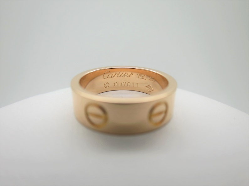 CARTIER LOVE Ring, Size 48 (4.5 US), 18kt Rose Gold w Cartier Box & Certificate, Cartier B4084800, Cartier B4084848, Pink Gold Ring image 2