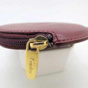 CARTIER COIN PURSE, Burgundy Cowhide w Golden Appointments, Cartier Box w Booklet & Certificate, Cartier Wallet, Leather Goods, Coin Pouch image 5