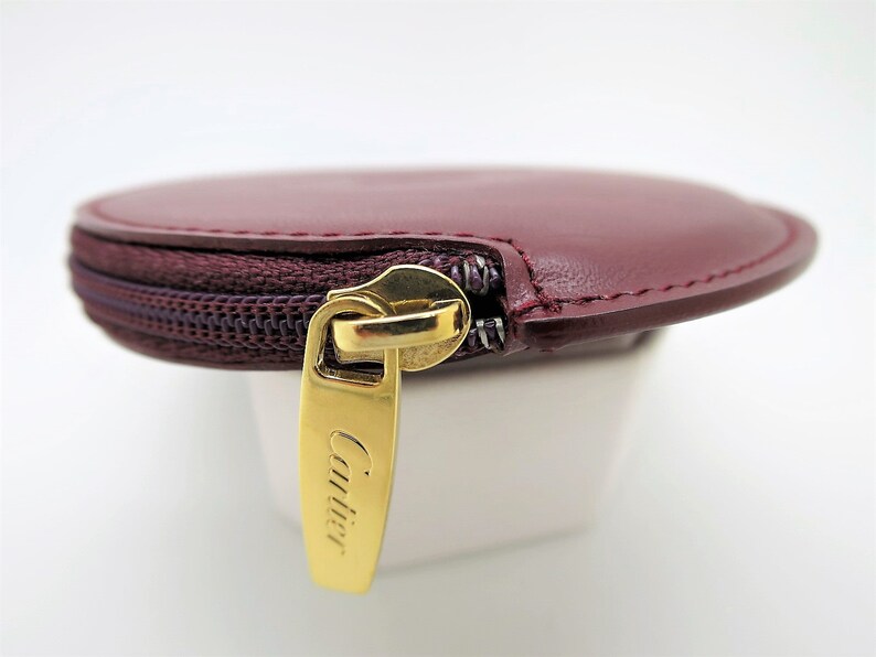 CARTIER COIN PURSE, Burgundy Cowhide w Golden Appointments, Cartier Box w Booklet & Certificate, Cartier Wallet, Leather Goods, Coin Pouch image 5
