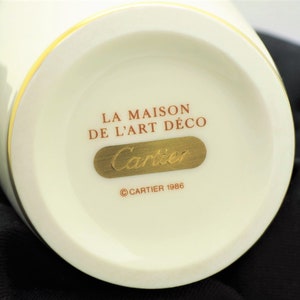 CARTIER VASE, "La Maison de l'Art Deco" Motif w 24kt Gold, Limoges Porcelain for Cartier, Cartier Panther, Egyptian Revival, Luxury Decor image 3
