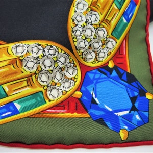 CARTIER SCARF, "Jeweled Menagerie", 100% Silk with Cartier Tag, Box & Certificate, Made in France, Cartier Foulard Soie, Vintage Scarf image 6