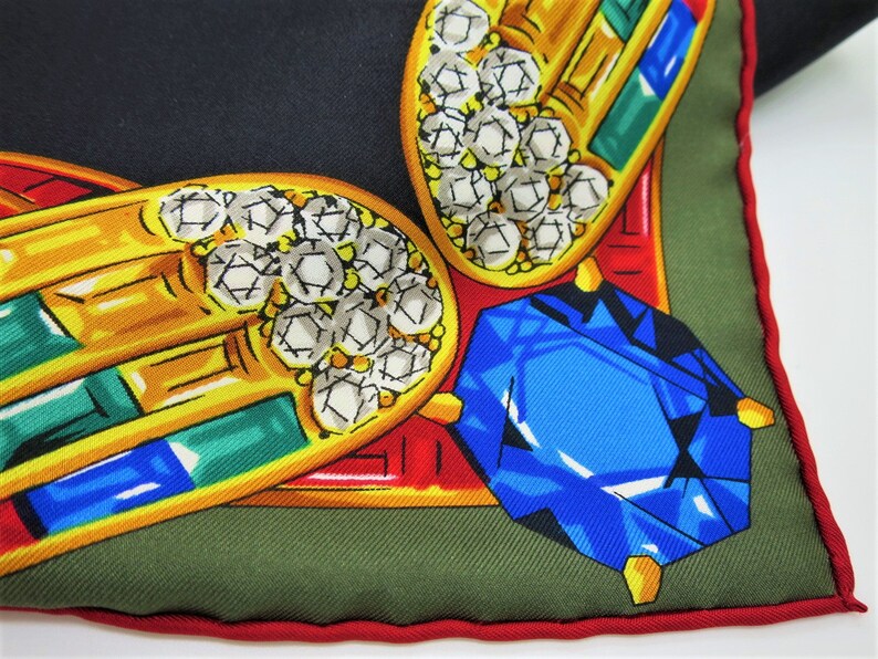 CARTIER SCARF, "Jeweled Menagerie", 100% Silk with Cartier Tag, Box & Certificate, Made in France, Cartier Foulard Soie, Vintage Scarf image 6
