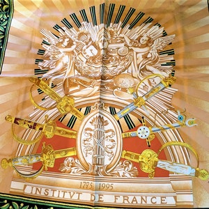 CARTIER SCARF, "Institut de France 200 Année", 100% Silk, Includes Cartier Red Box, Cartier Foulard Soie, Vintage Scarf, Luxury Scarves image 2