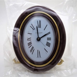 CARTIER BAIGNOIRE 1920 CLOCK, Bordeaux with Gilt & Brass, Quartz Mvmnt, Cartier Box, Manual/Warranty, Desk Clock, Alarm Clock, Vintage Clock image 6