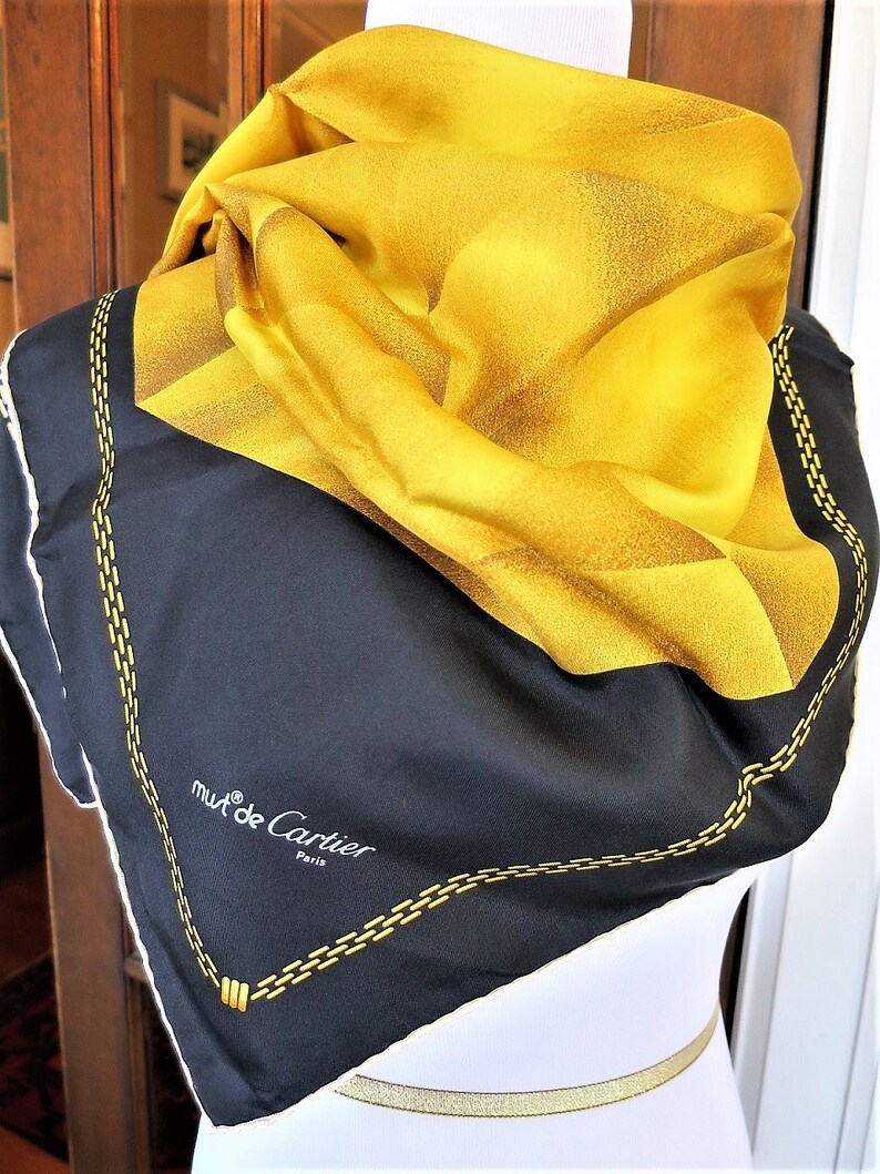 CARTIER SCARF, "Facets" Model, 100% Silk, Made in Italy, Cartier Foulard Soie, Vintage Scarf image 4