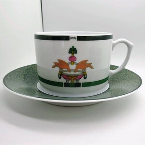 CARTIER (2) CUP & SAUCER, Vintage Cartier, "La Maison Venitienne" Porcelain in Jade Green, Fine China, Limoges China, Gifts for Her image 7