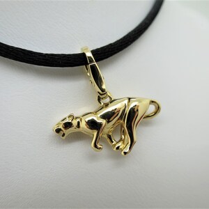 CARTIER PANTHER NECKLACE Beautiful 18kt Yellow Gold Pendant with Cartier Silk Cord and Certificate of Authenticity + Red Box